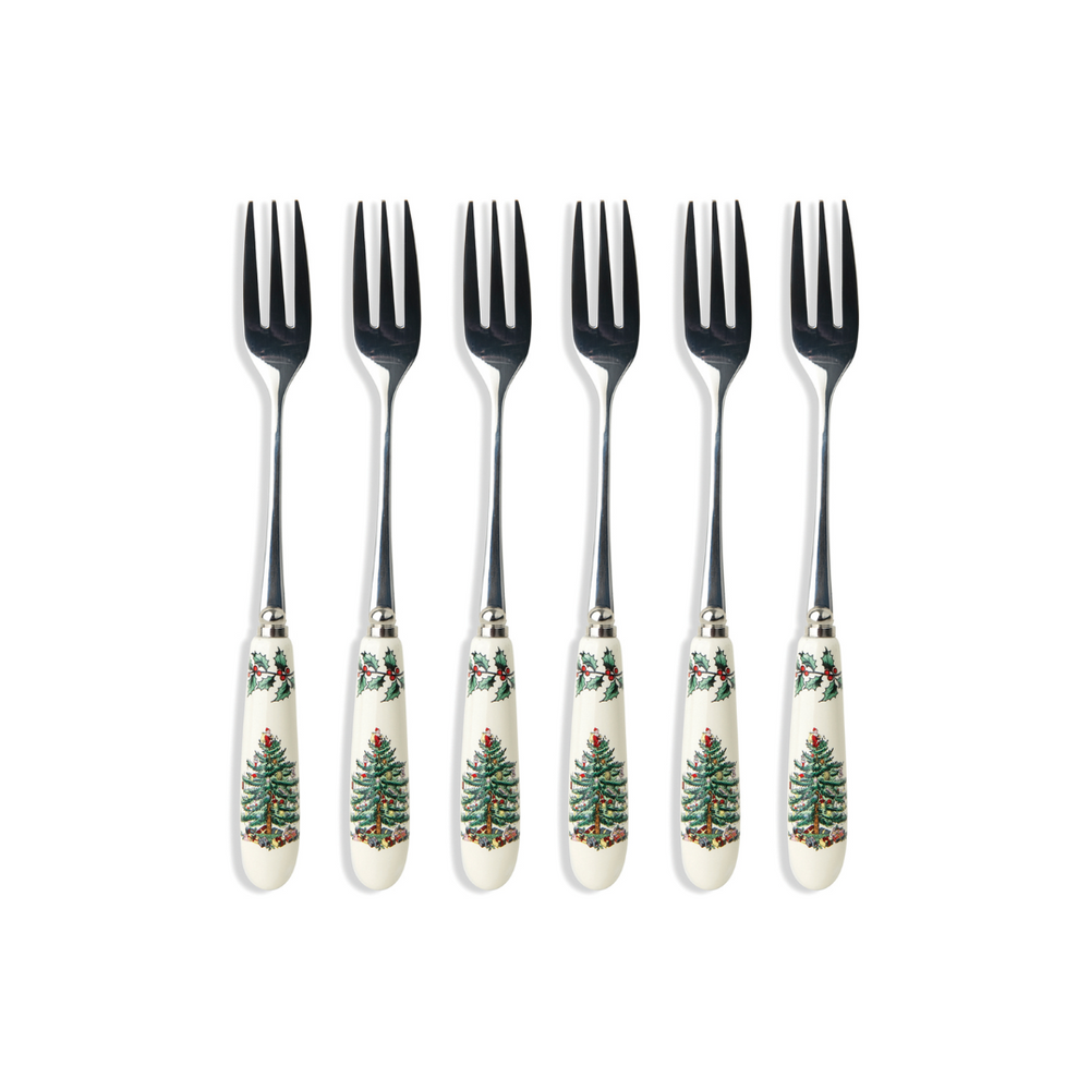 Spode Christmas Tree Pastry Forks (Set of 6)