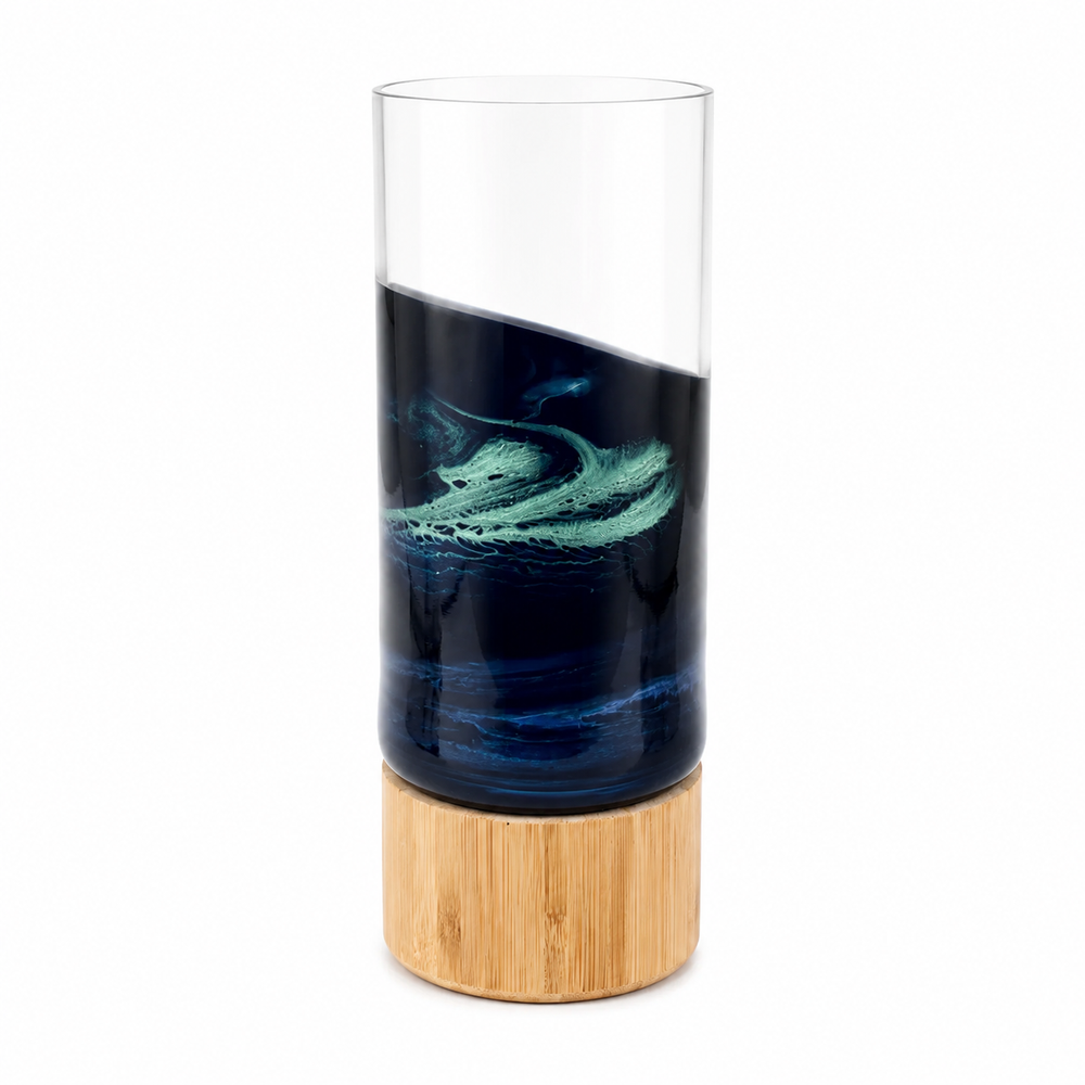 Vase with Bamboo Base Northern Lights by Lynn & Liana