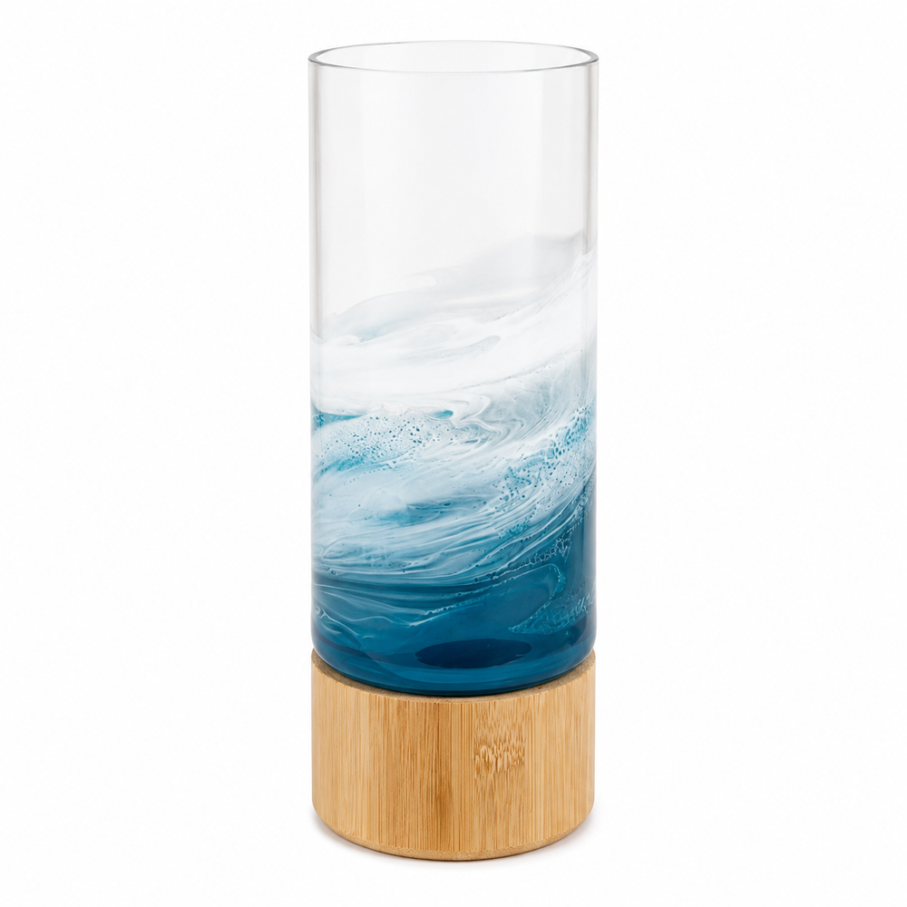 Vase with Bamboo Base Ocean Vibes by Lynn & Liana