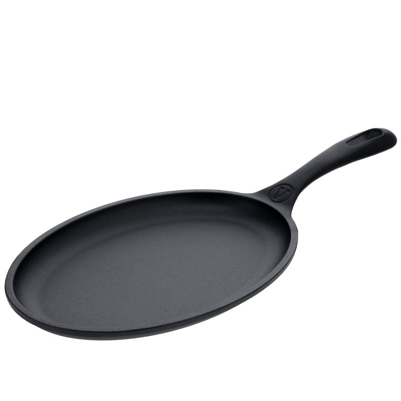 Black frying pan on a white background
