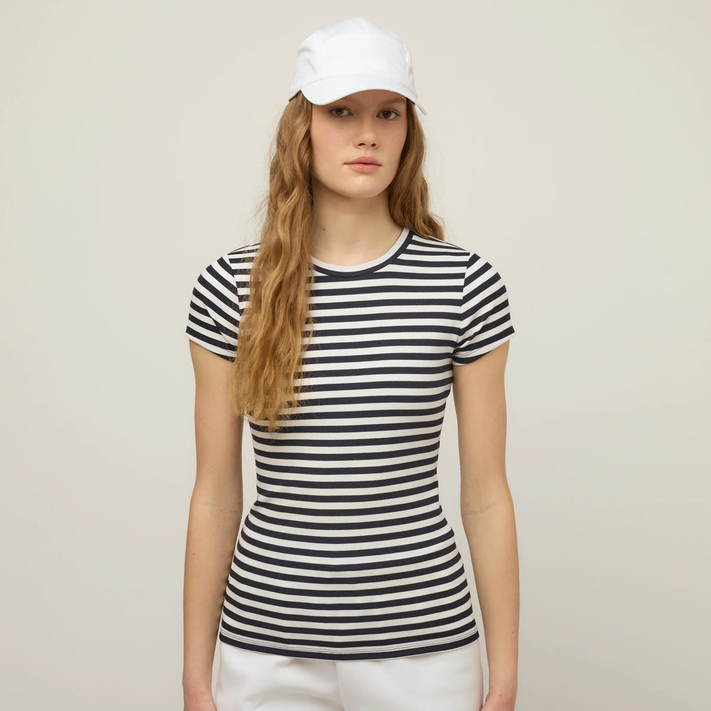 Tilley Short Sleeve Rib Tee Navy/White Stripe