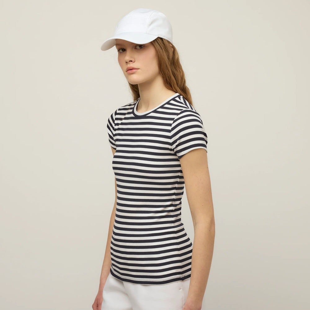 Tilley Short Sleeve Rib Tee Navy/White Stripe