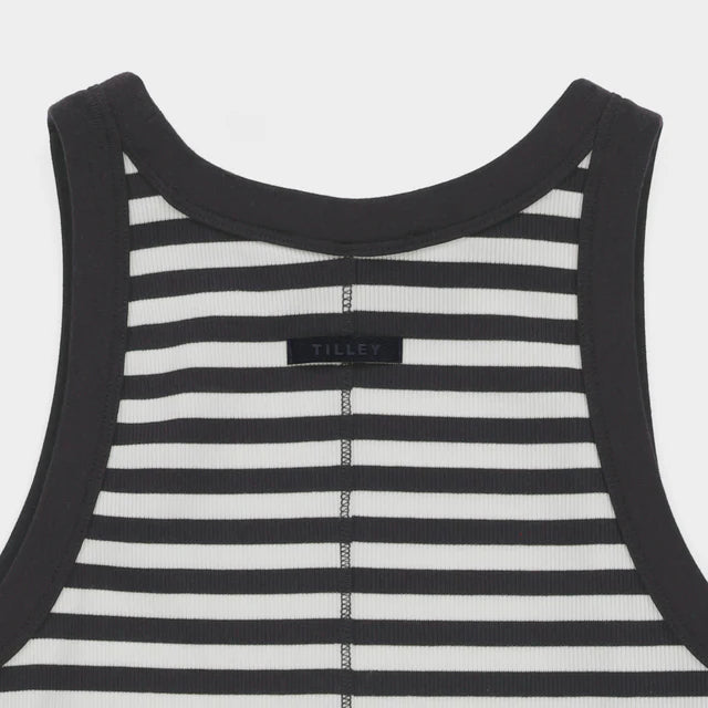 Tilley: High Neck Rib Tank Navy/White Stripe