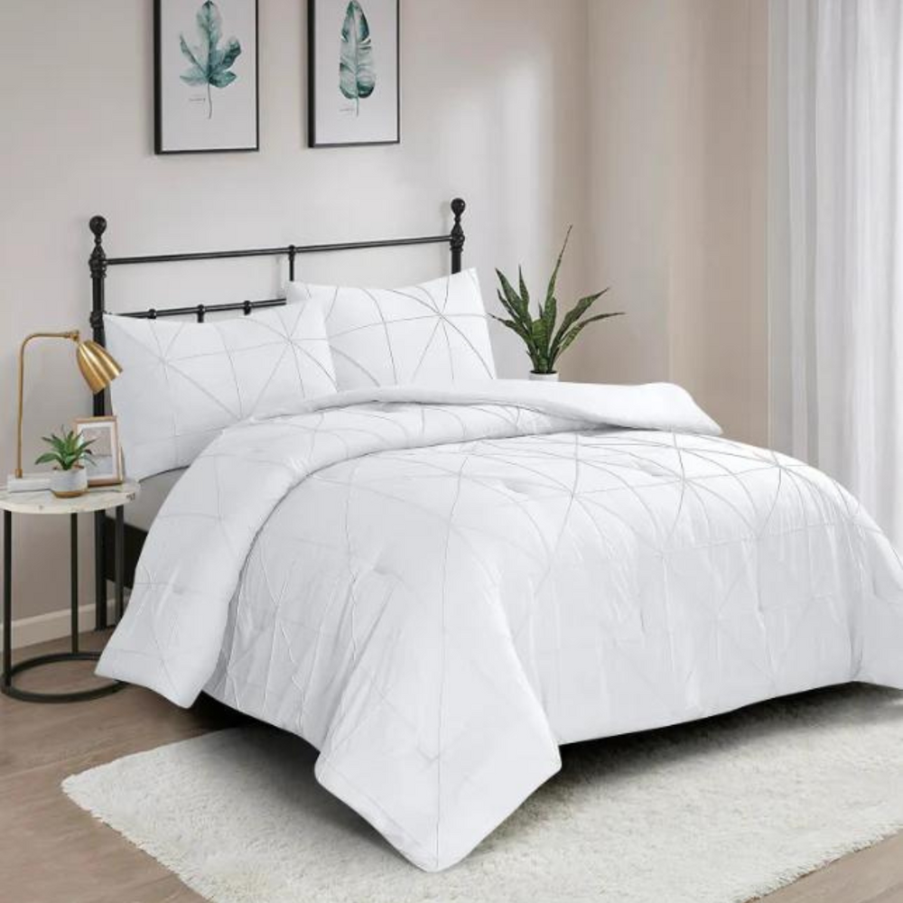 Hartford Pintuck 3 Piece Comforter Set - White