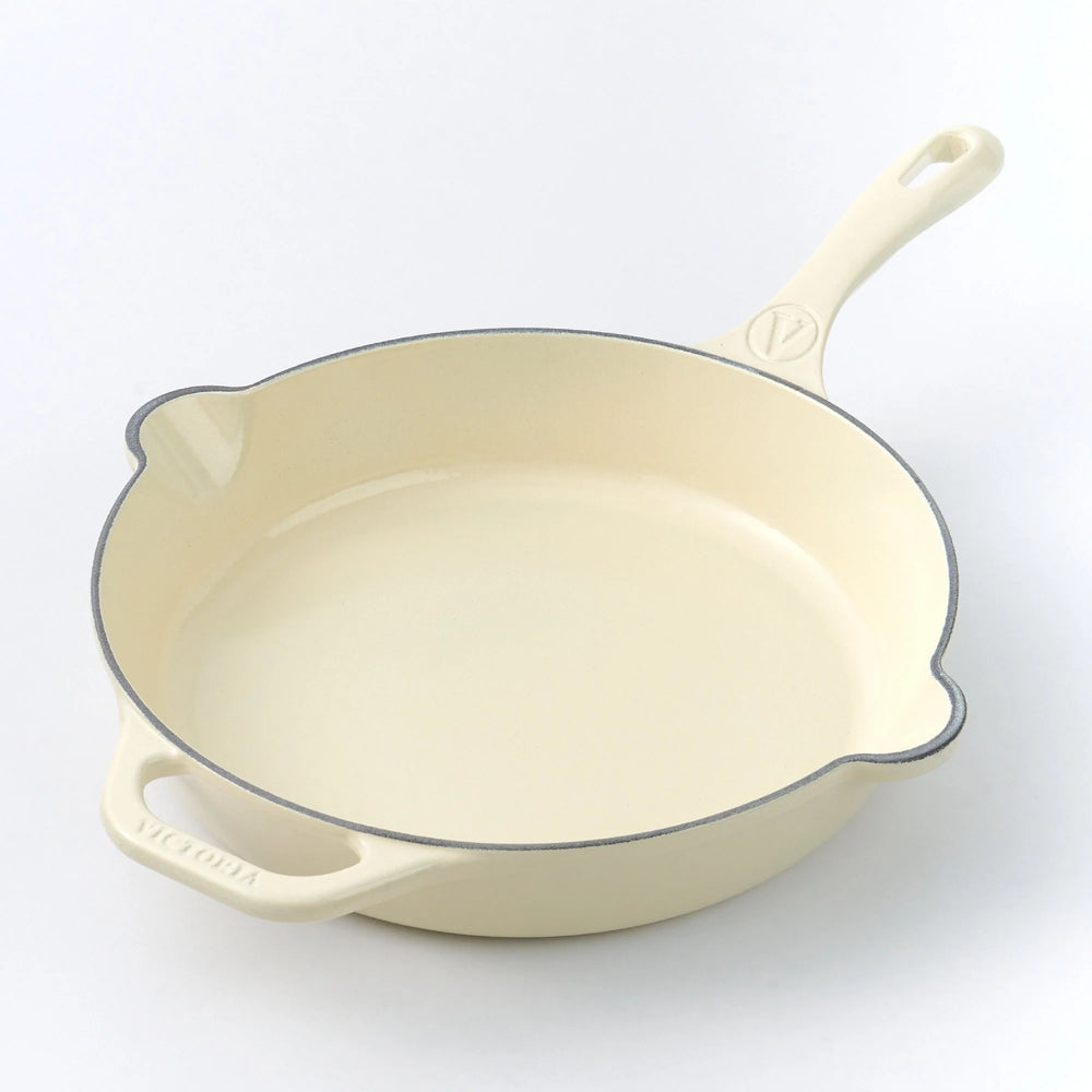 Victoria White Sable Enameled Cast Iron Skillet 11"