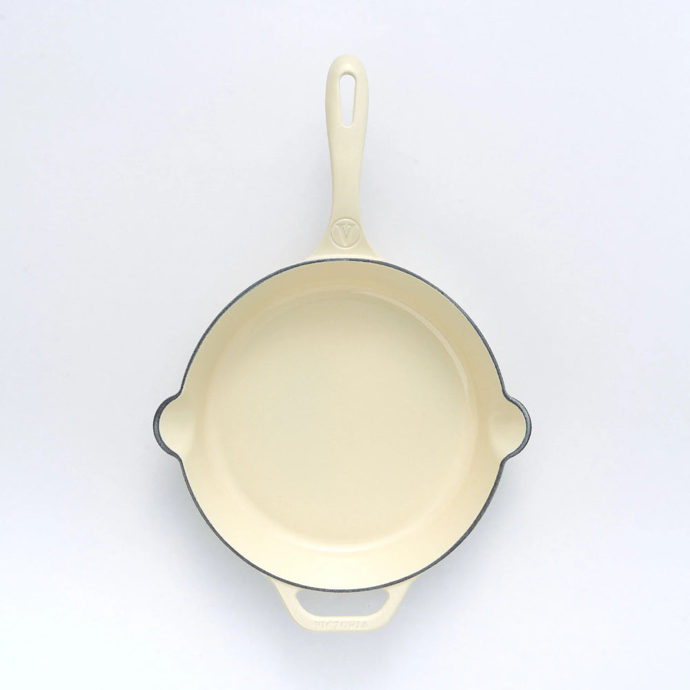 Victoria White Sable Enameled Cast Iron Skillet 11"