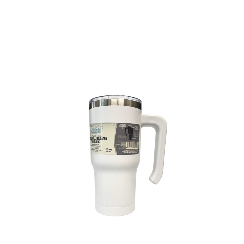 Splash Double Wall 20oz Travel Mug Quencher White