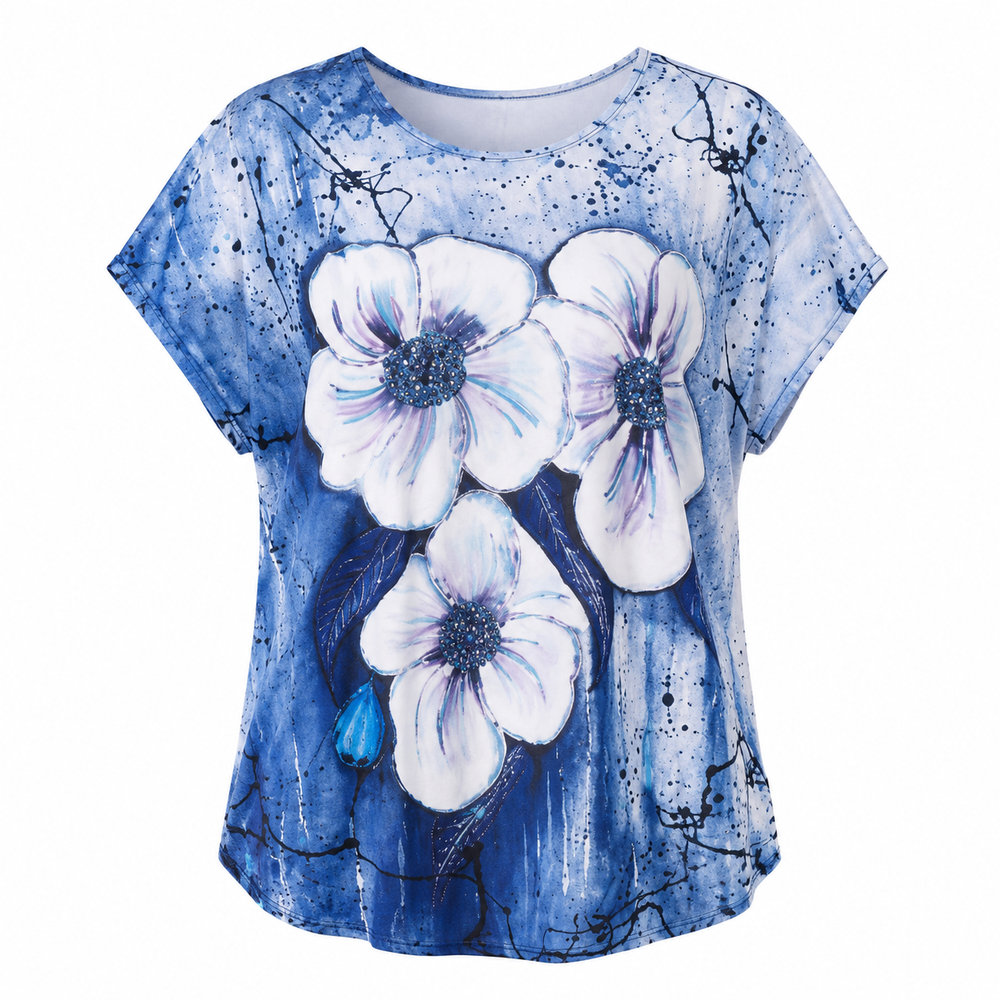 Imagine Watercolor Floral Art Tunic Top