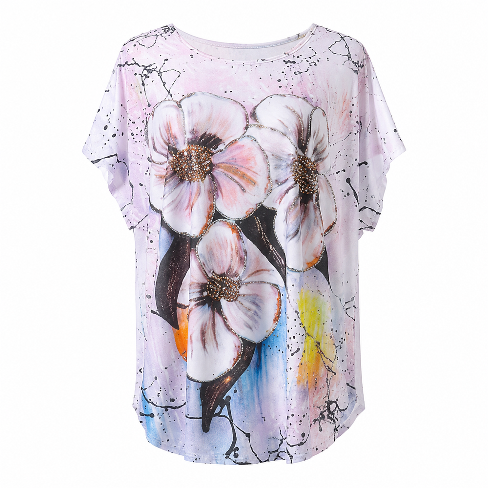 Imagine Watercolor Floral Art Tunic Top