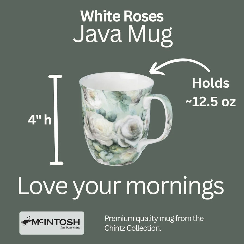 Pretty Chintzy White Roses Java Mug