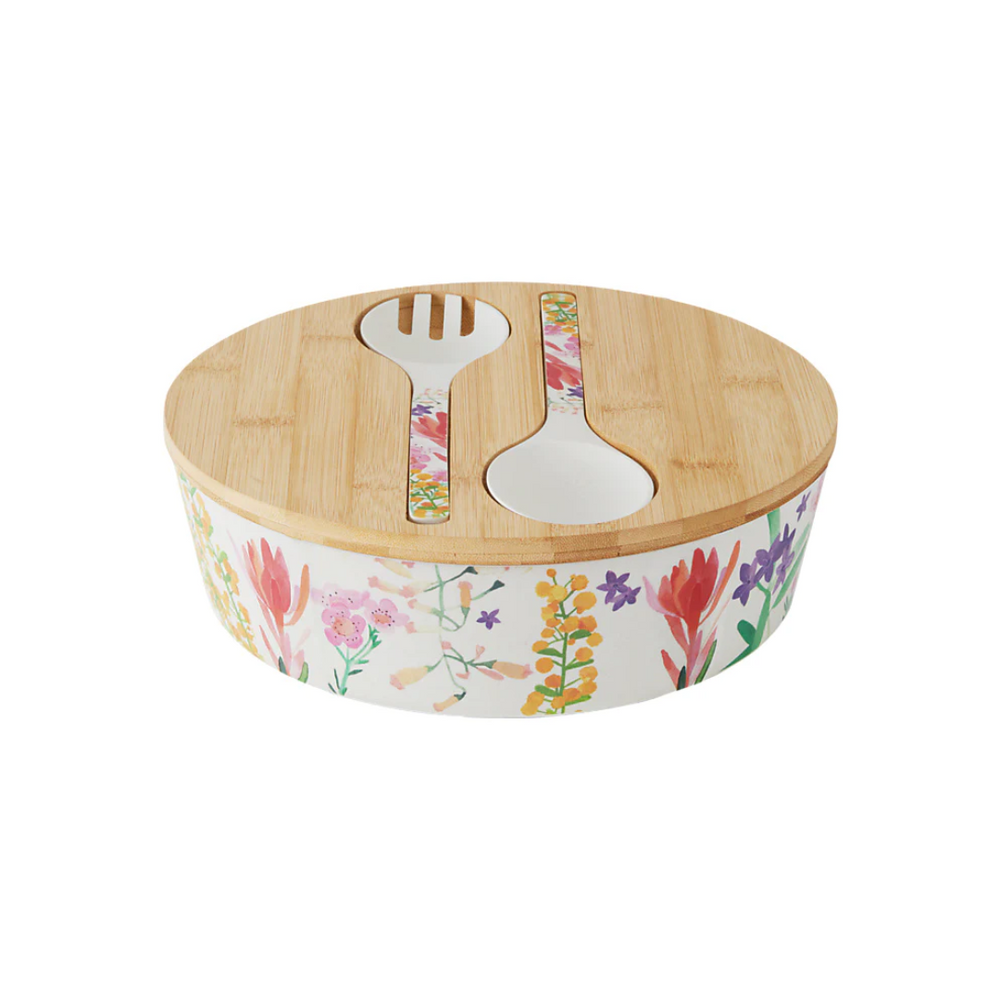 Maxwell & Williams Wildflowers Bamboo Salad Bowl with Lid