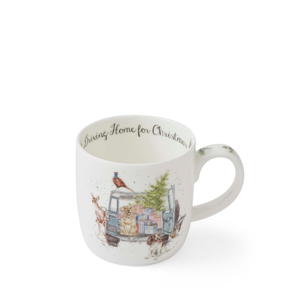 Wrendale 11 oz Mug - Driving Home for Christmas (dog)