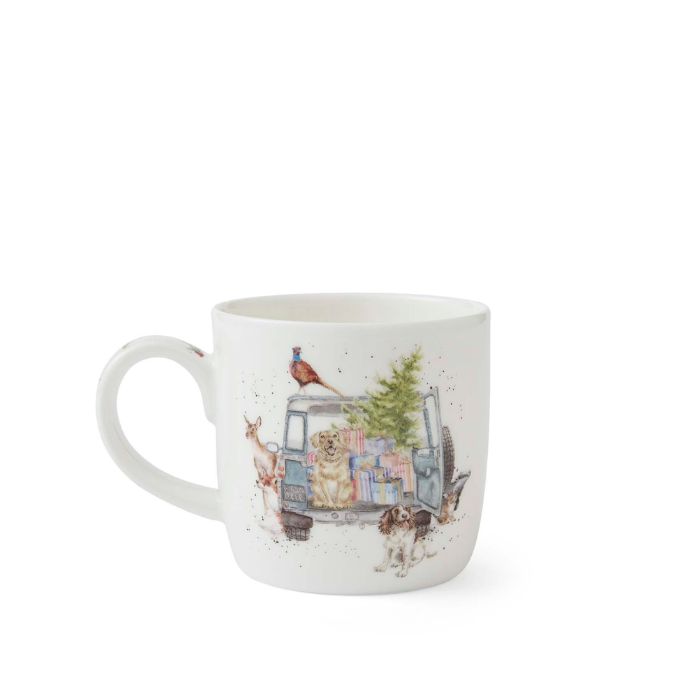 Wrendale 11 oz Mug - Driving Home for Christmas (dog)