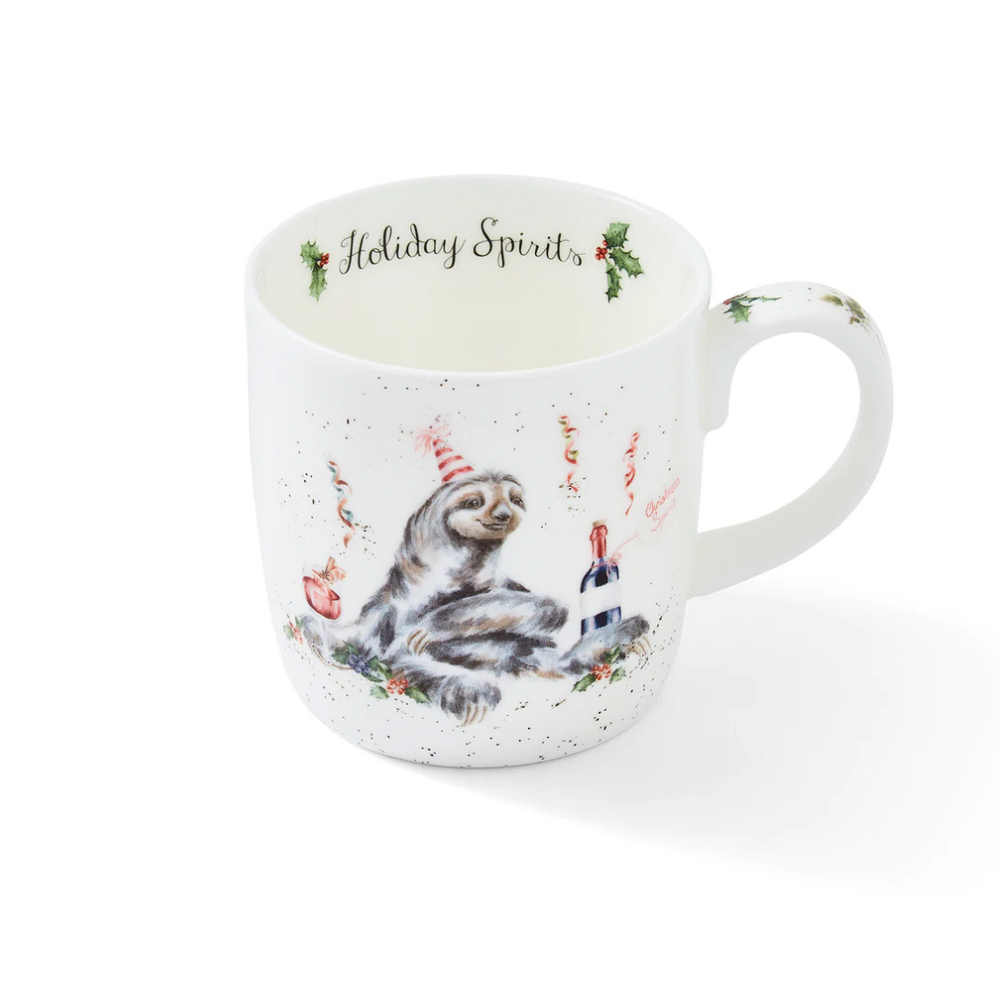 Wrendale 14 oz Mug - Holiday Spirits Sloth