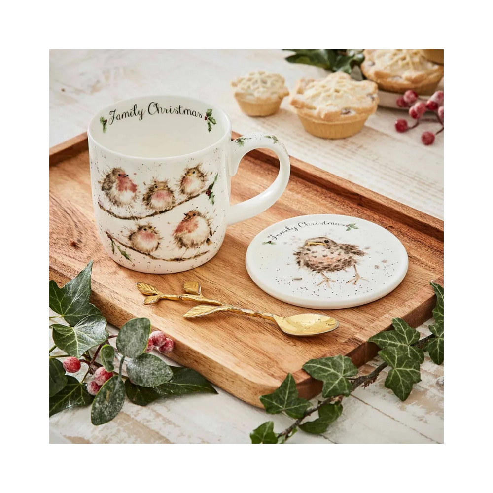 Wrendale Mug & Coaster - Family Christmas