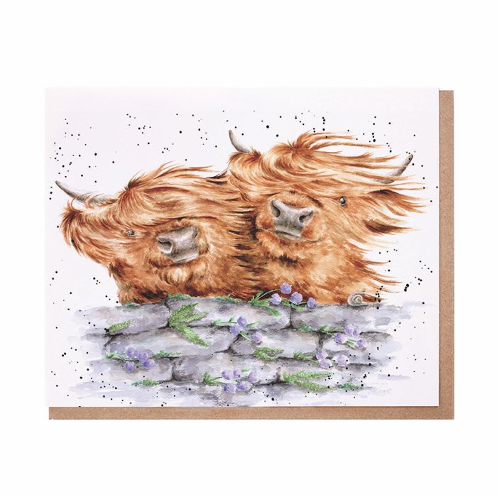 Wrendale Cards Blown Away Highland Cow