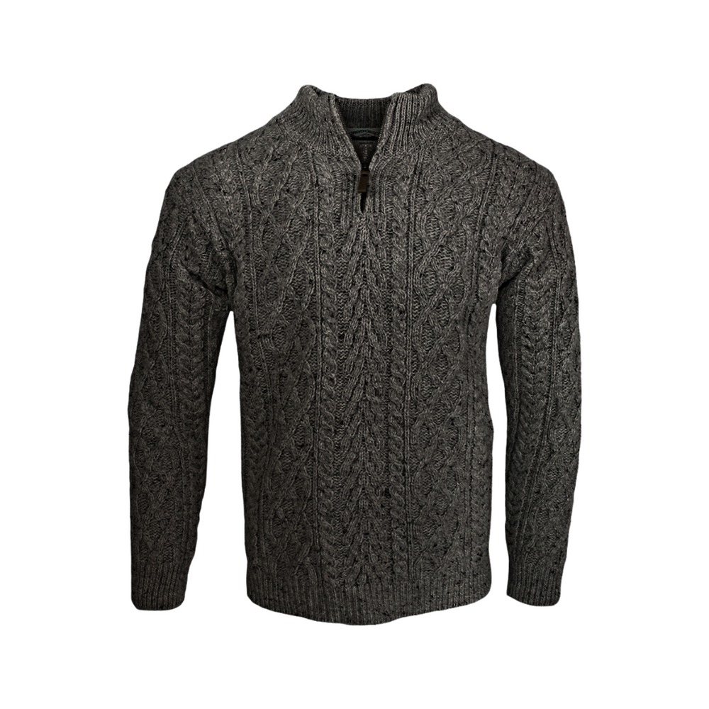 Aran Irish Men's Half Zip Sweater - Charcoal (X4295)