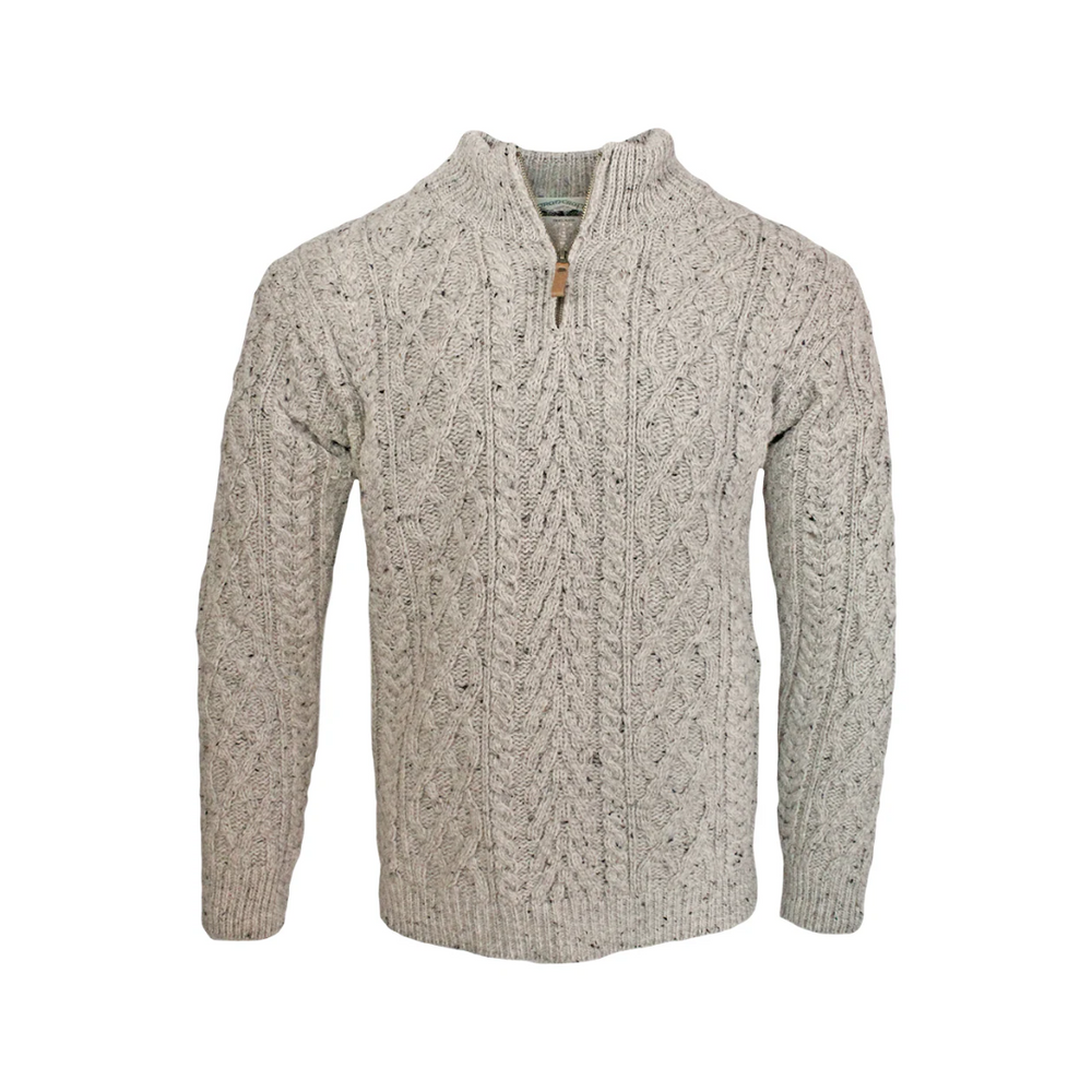 Aran Irish Men s Half Zip Sweater Oatmeal X4295 L