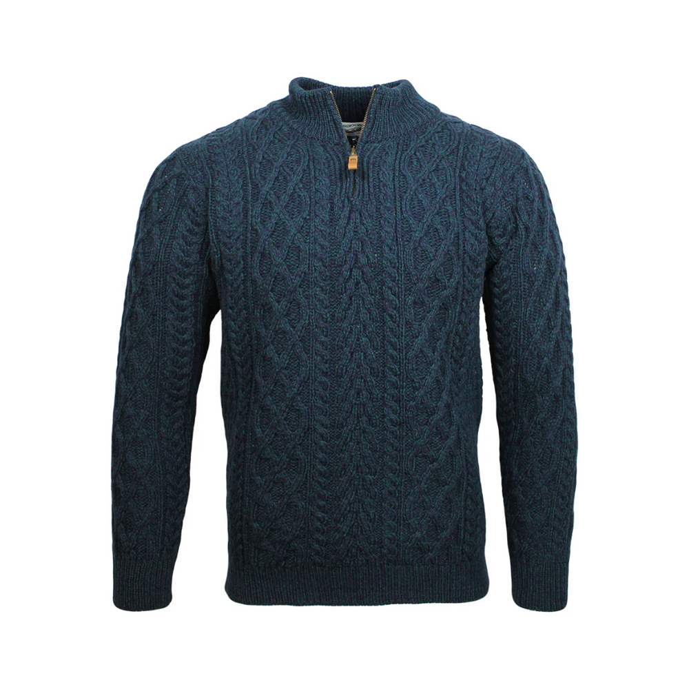 Aran Irish Men's Half Zip Sweater - Sherwood (X4295)