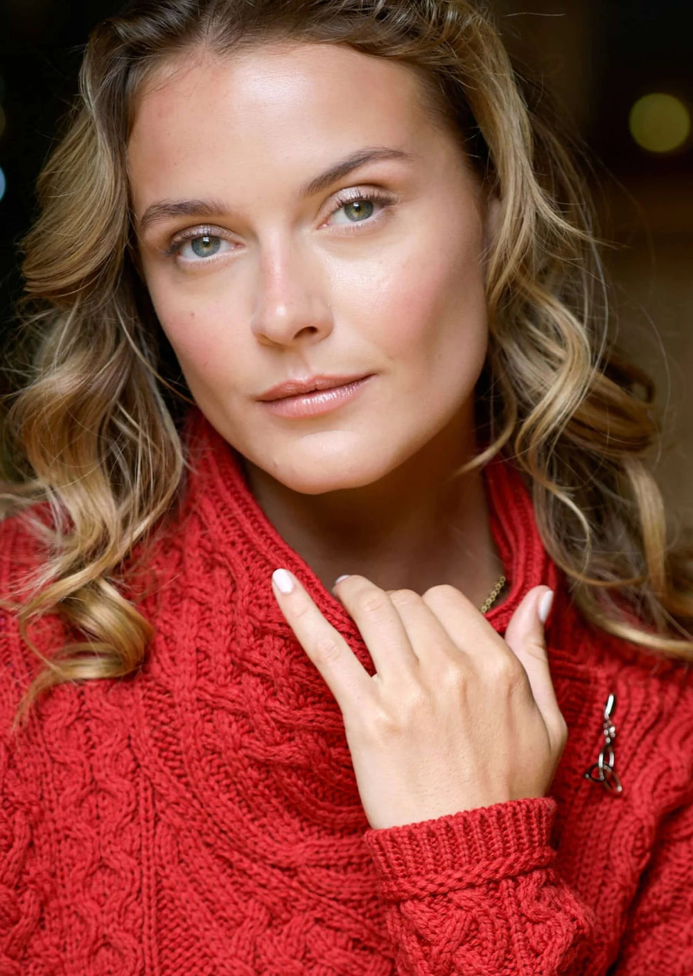 Aran Irish Women's Side Zip Cardigan - Cherry (Z4630)