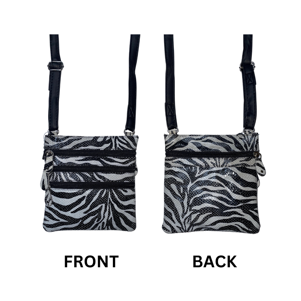 100% Indian Leather Zebra Print Crossbody Bag (S-1027)