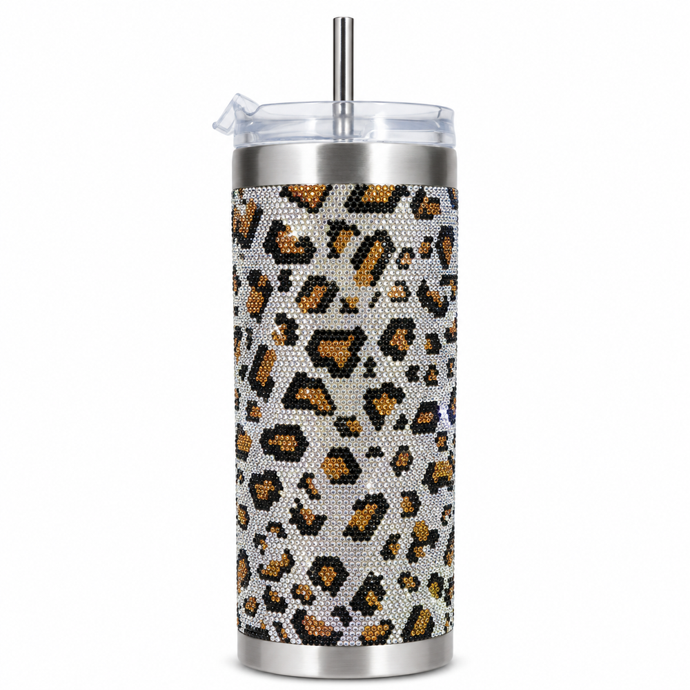 Jacqueline Kent Tumbler Wild Leopard Silver 20oz