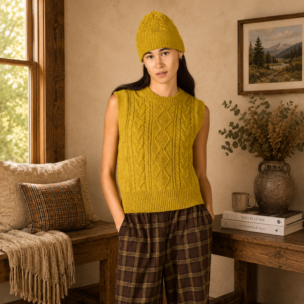 Irelands Eye Callie Cable Vest - Lichen (C310)
