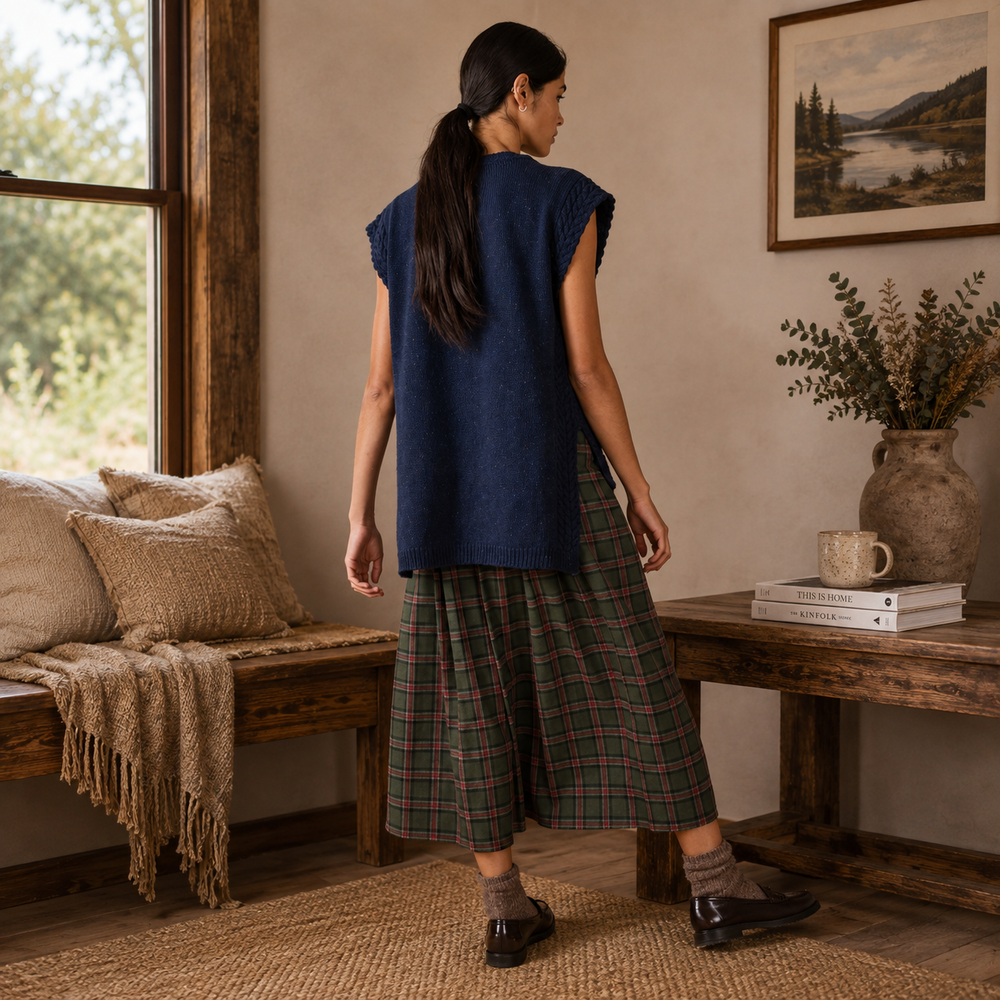 Irelands Eye Orla Cable Vest - Rich Navy (C317)