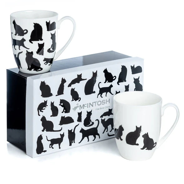 Cat Silhouette Mug Pair