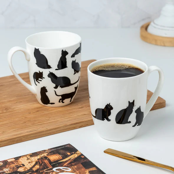 Cat Silhouette Mug Pair