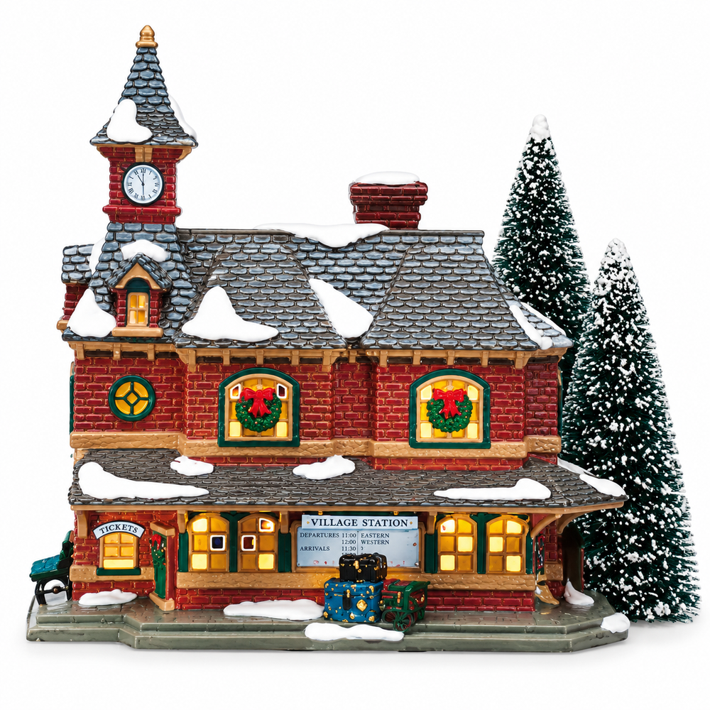 Department 56 The Original Snow Village Village Station 54380 retired illuminated ceramic Christmas village building