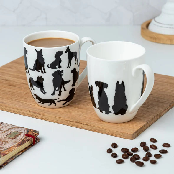 Dog Silhouette Mug Pair