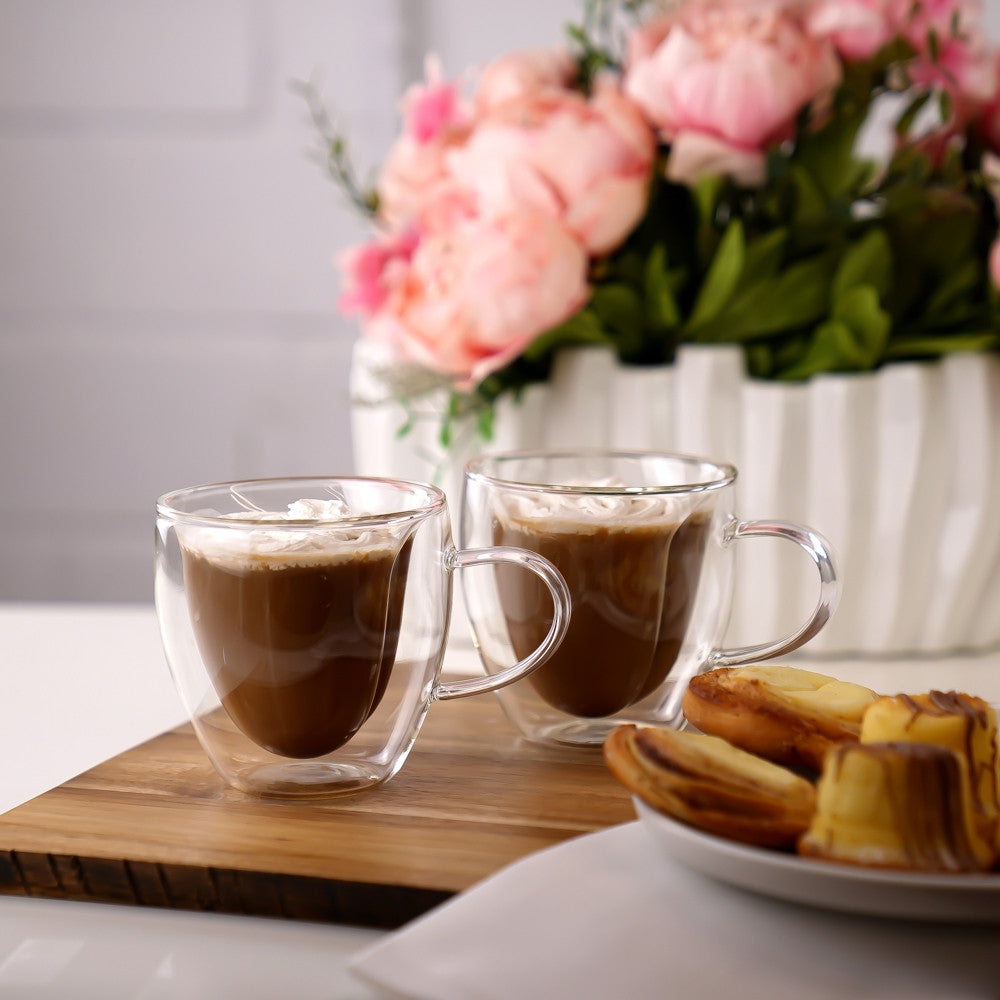 The Double Wall Heart Cappuccino Mug 250 ml, Set of 2