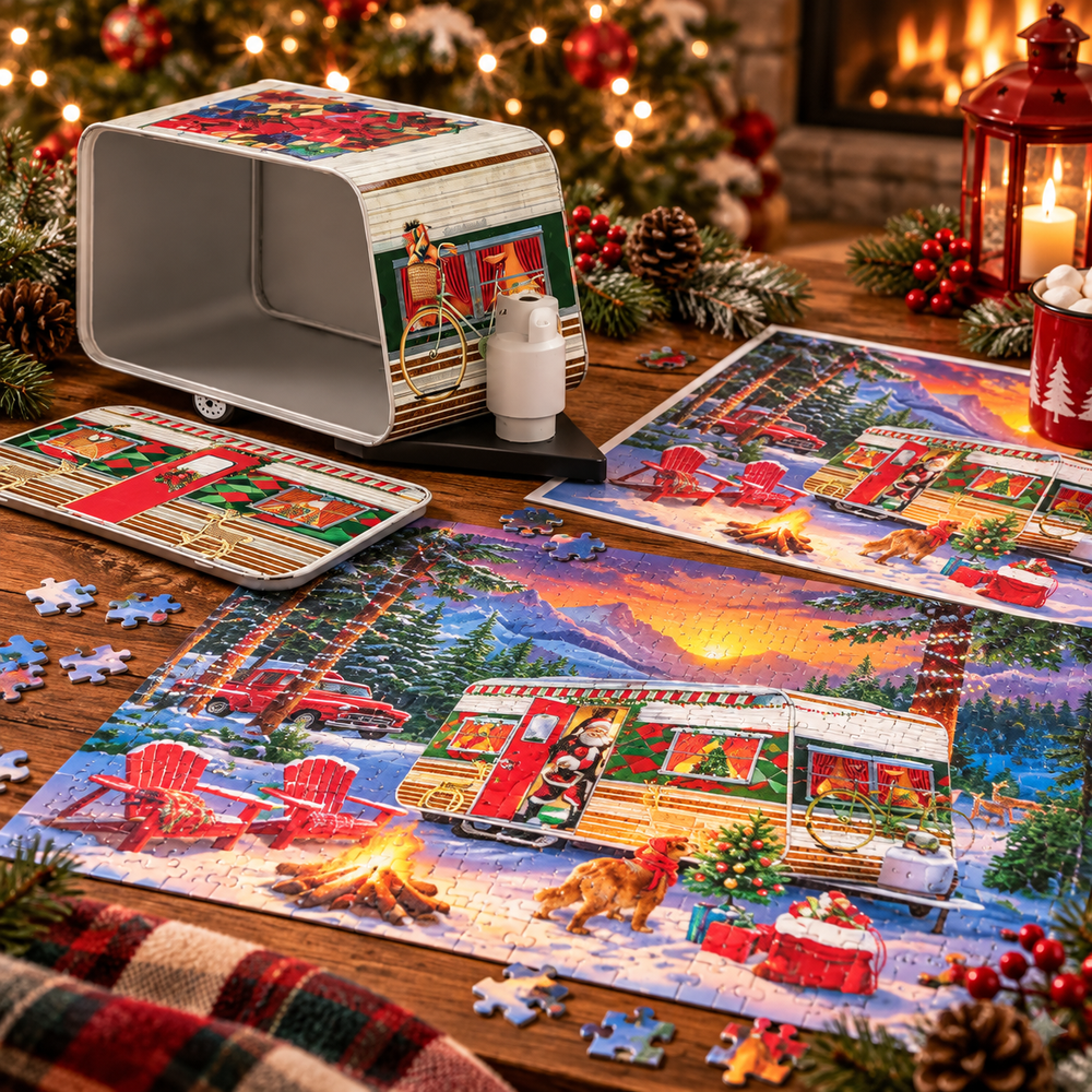 Puzzle (Shaped Tin) - Christmas Camping Trailer 550pcs