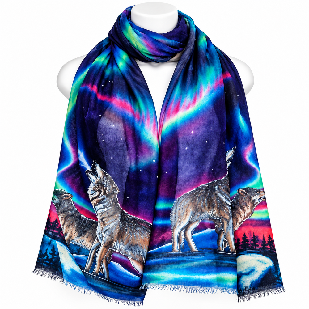 Indigenous Art Scarf - Sky Dance Wolf Song