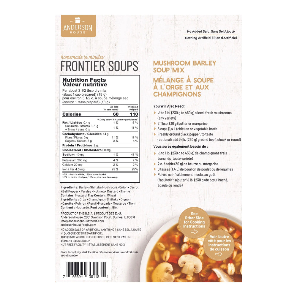 Frontier Mushroom Barley Soup Mix - 113 g