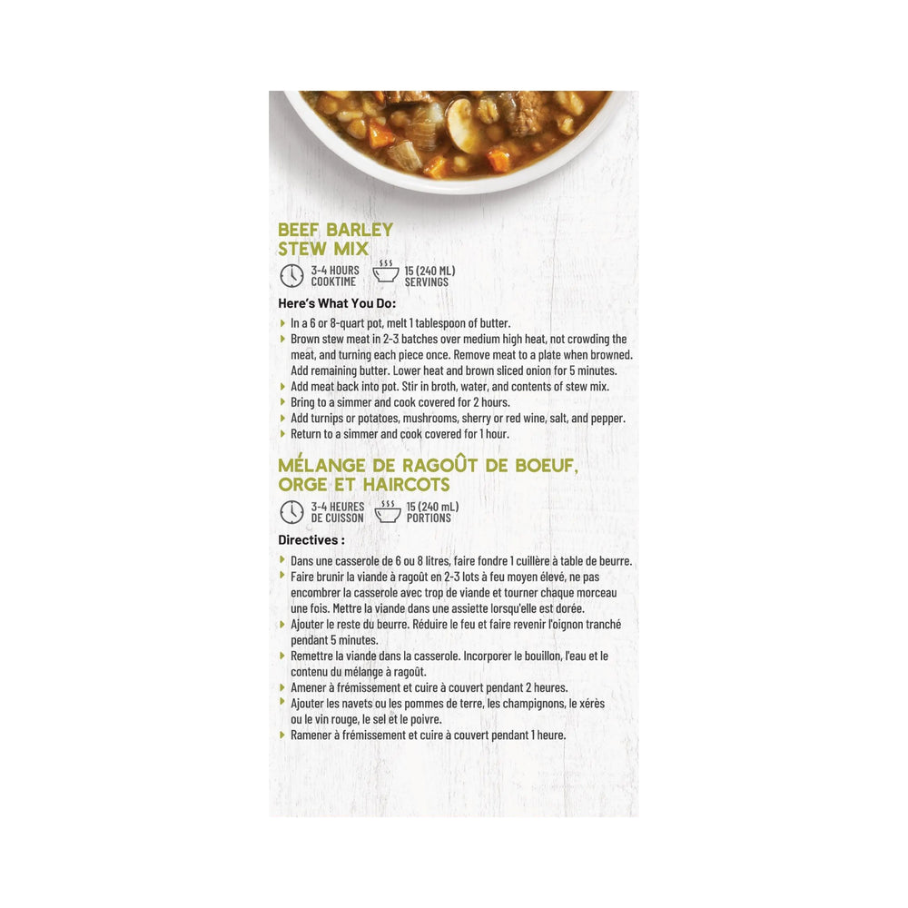 Frontier Beef Barley Bean Stew Soup Mix - 397 g