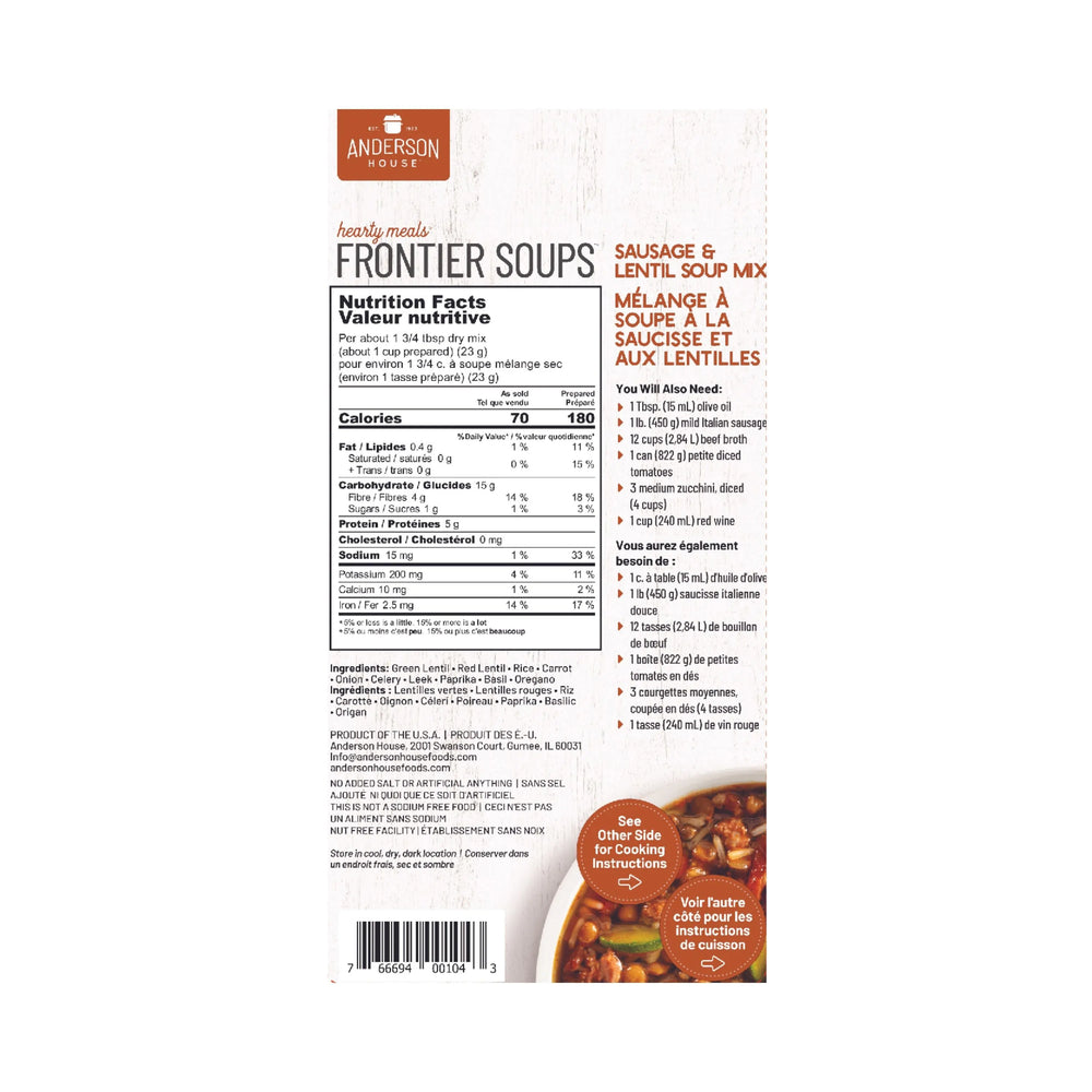 Frontier Sausage and Lentil Soup Mix - 454 g