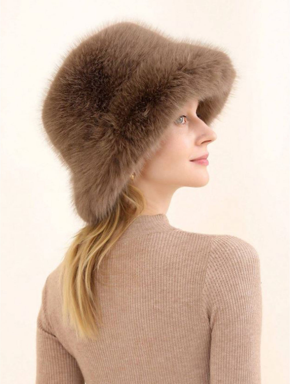 Grand Solid Khaki Fuzzy Hat with Brim