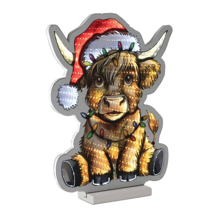 CT Infinity Light Christmas Highland Cow 16"