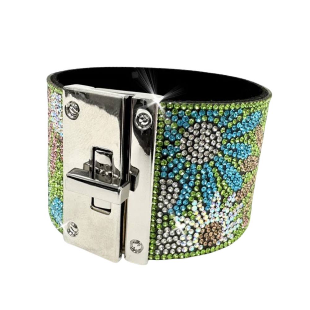 Flower Power Green Diamond Crystal Cuff