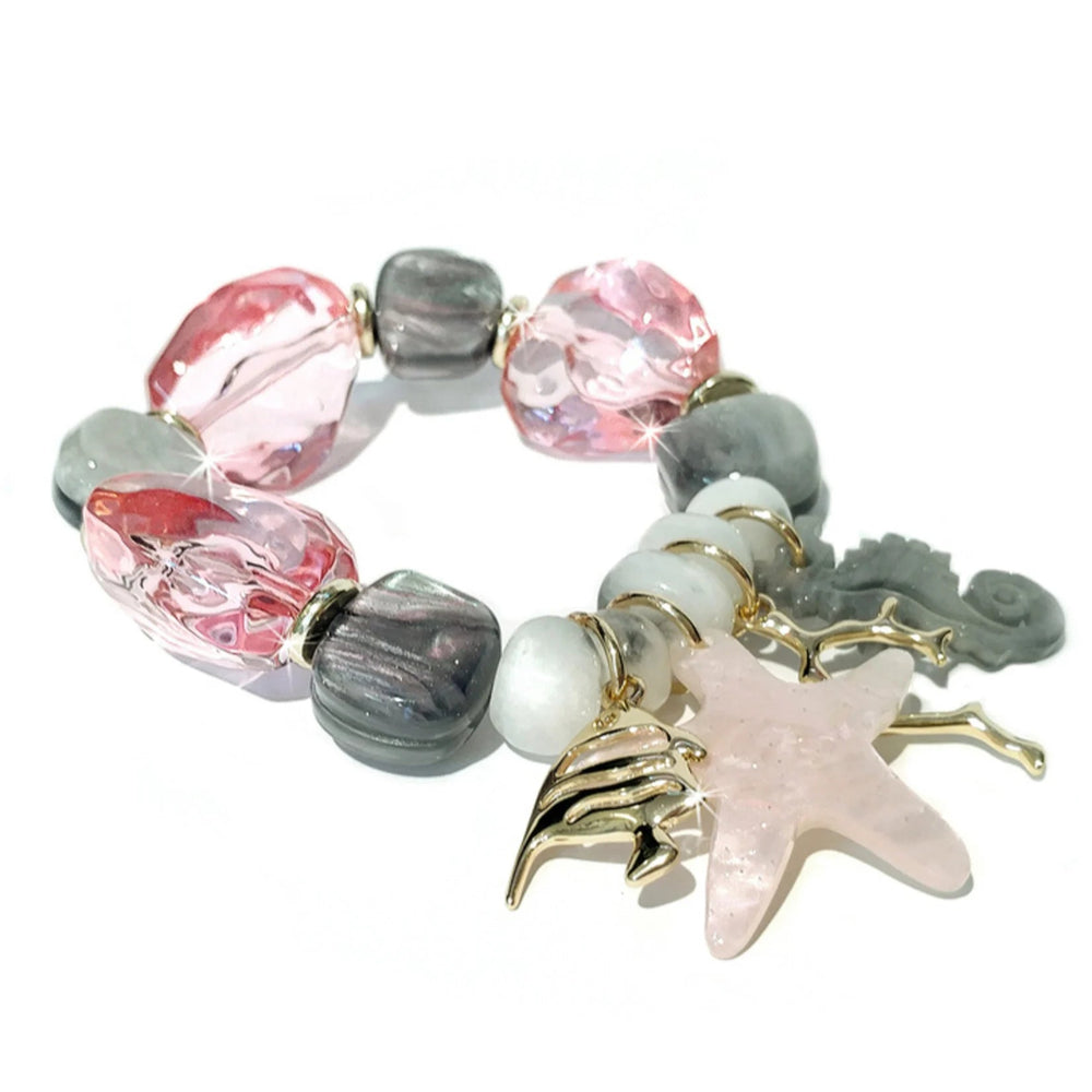 Rock Candy Crystal Pink Grey Bracelet