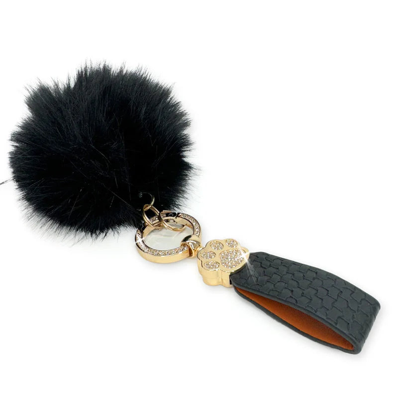 Keychain with Fur Fantasy Pom Pom Black by Jacqueline Kent