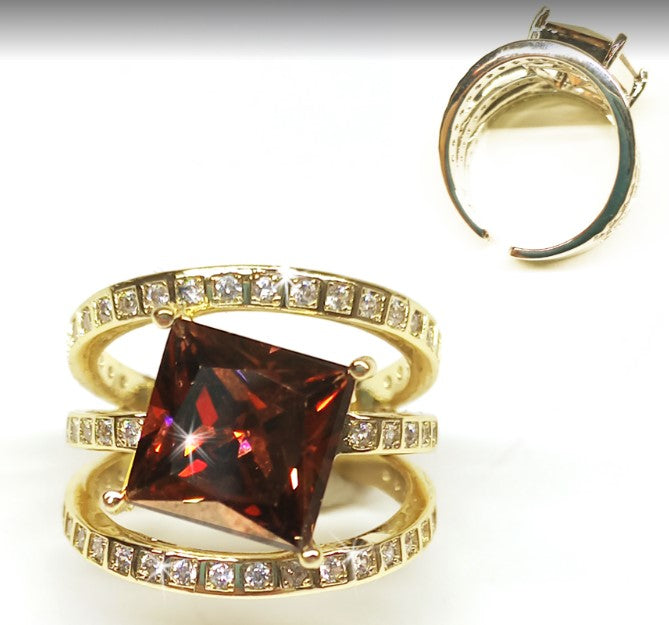 Jacqueline Kent  - Chocolate Diamond Crystal Gold Ring