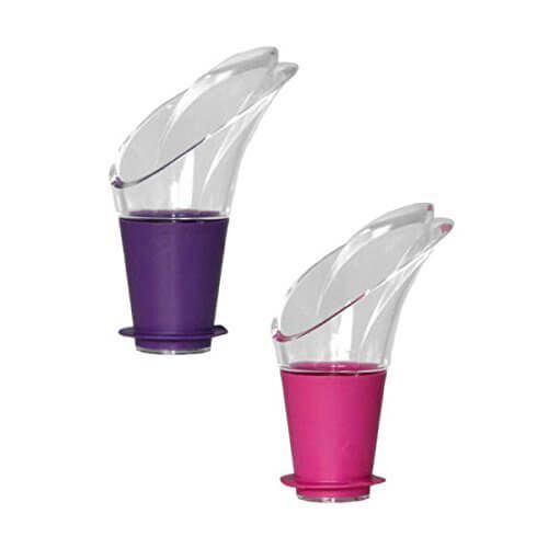 Vacu Vin Crystal Wine Server Set of 2 Pink/Purple