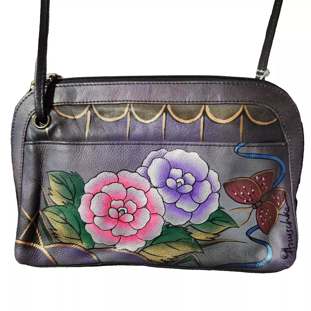 Anuschka Antique Rose Pewter - Multi Compartment Crossbody (Small)