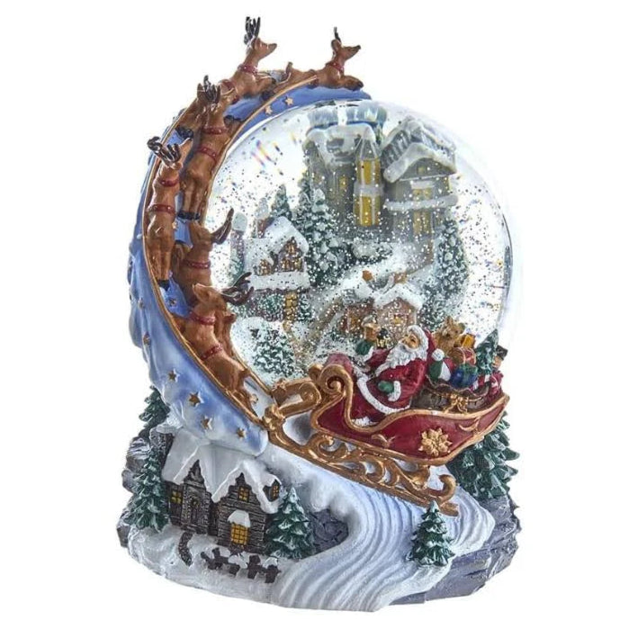 Roman Lighted Musical Swirl Santa Over Town 8" (USB)