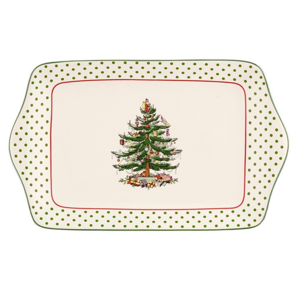 Spode Christmas Tree Polka Dot Dessert Tray