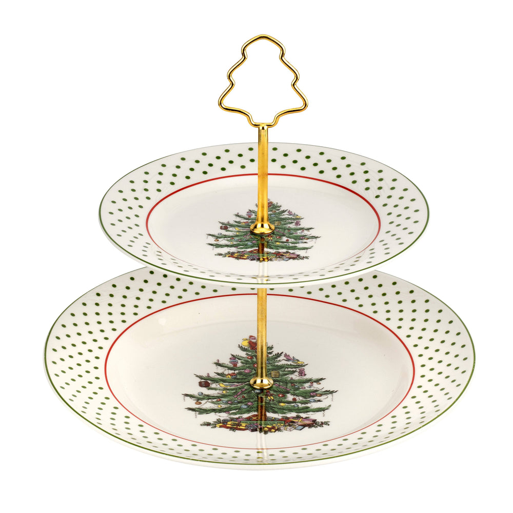 Spode Christmas Tree Polka Dot Tiered Server