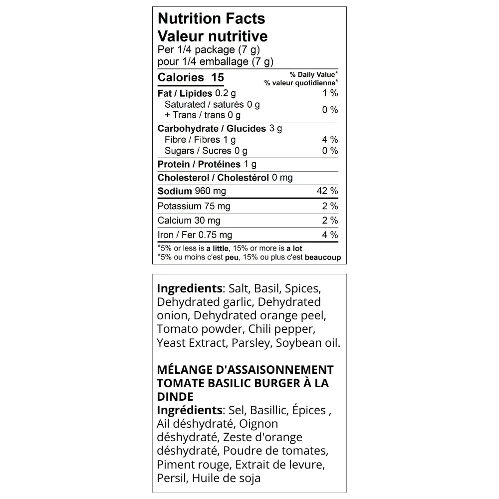 Urban Accents Tomato Basil Turkey Burger Seasoning Mix - 1 oz. tent
